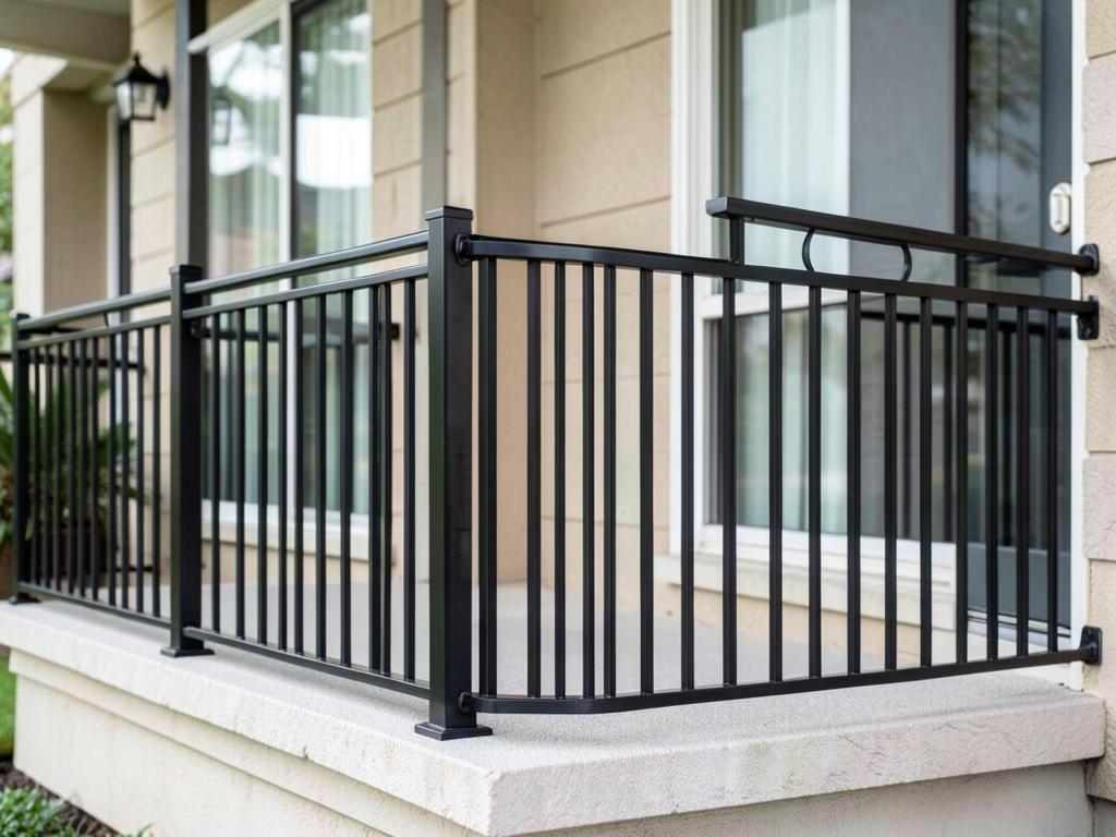 Garde-corps en acier noir sur une terrasse de maison